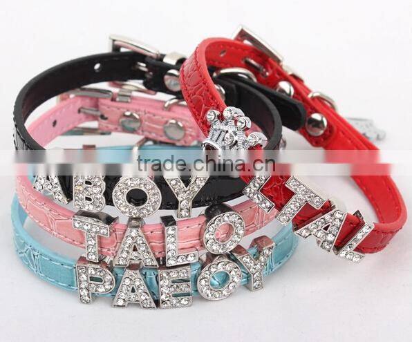 Pet Collar Strong Tough Dog Collars Fashion Pu Leather Dog Collar with letter