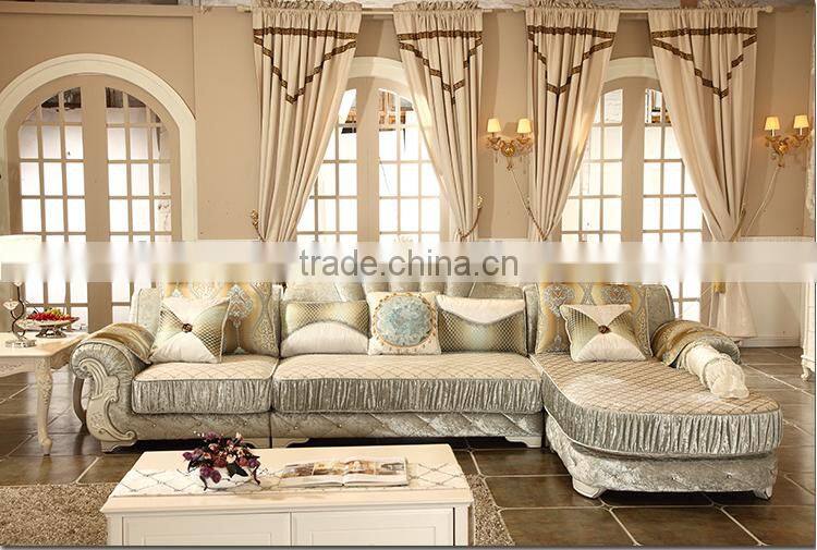M007 French Upholstery fabric Wooden Sofa Set Furniture Chesterfield Sofa