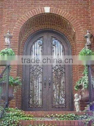 Bisini arch top luxury wrought iron double door (BG90084)