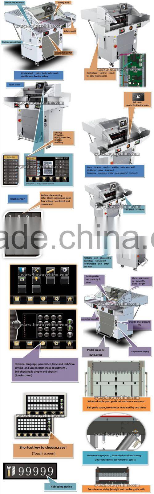 10'' Touch screen Hydraulic Programmed 88mm Height 670mm Paper Cutter