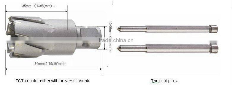 Magnetic drill annular hole cutter with tungsten carbide tct cutting edges