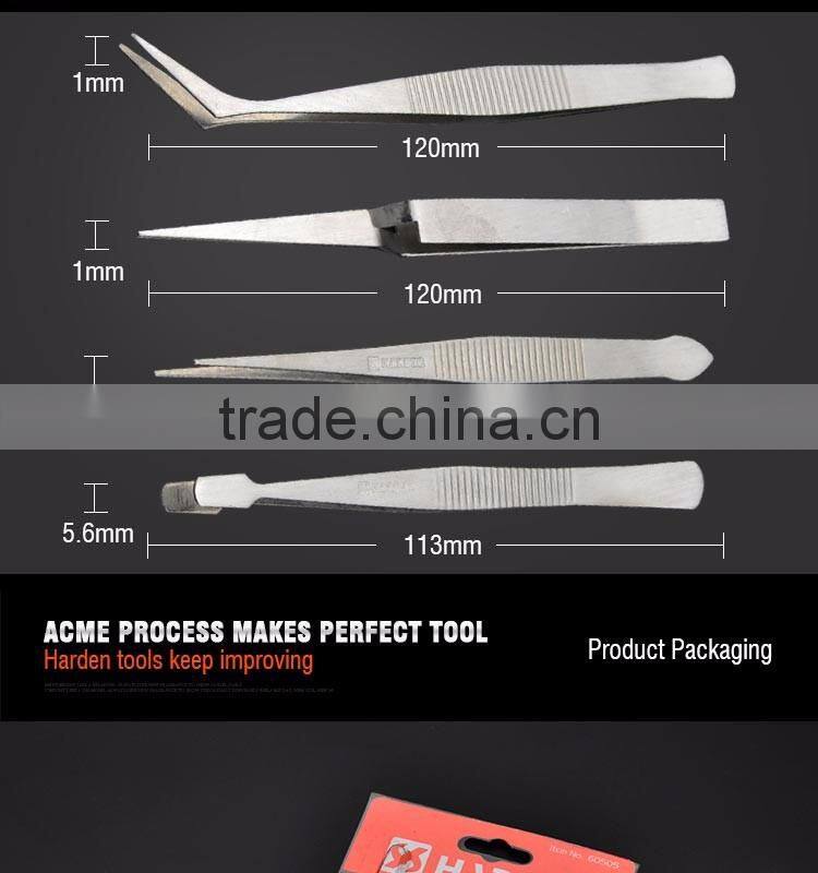 4PCS Stainless Steel Curved Tweezer Set
