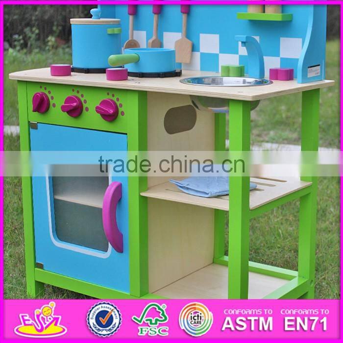 2016 Best sale preschool pretend play wooden boys toy kitchen W10C181