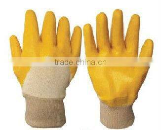 CR Latex coated gloves,jersey line,knitted wrist,open back