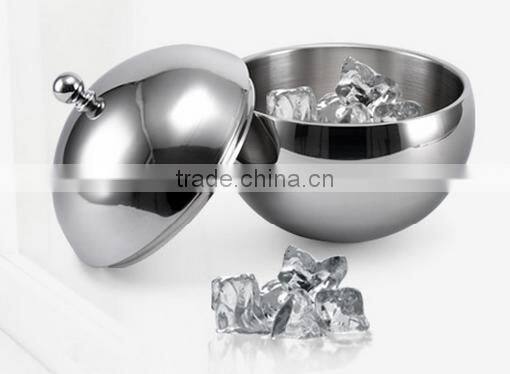 Spherical Stainless Steel Ice Bucket Ice Container With Lid