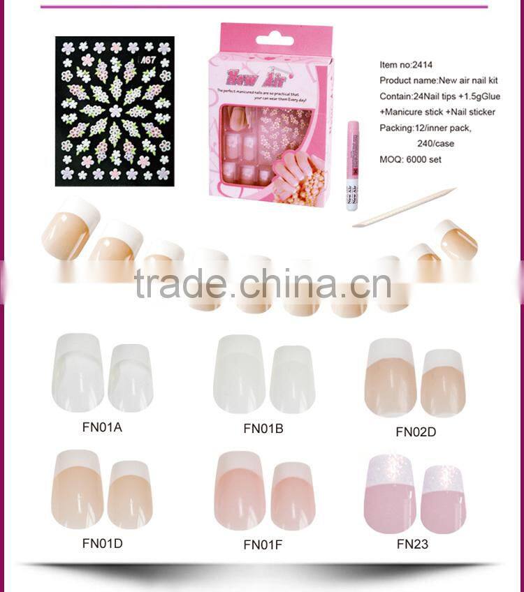 Fashion printing false&fake nail tips set+nail stickers