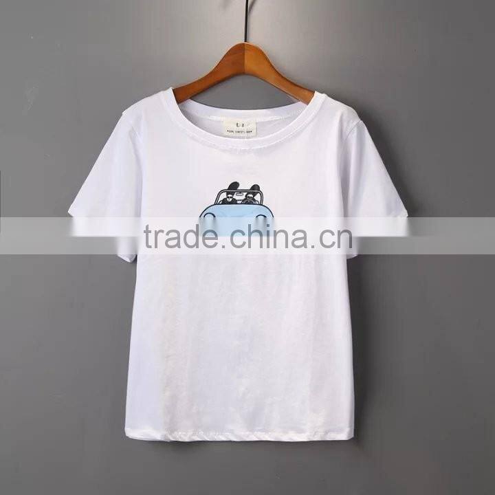 Ladies fahion clothing T shirt wholesale china V neck loose fit plain t shirt for women