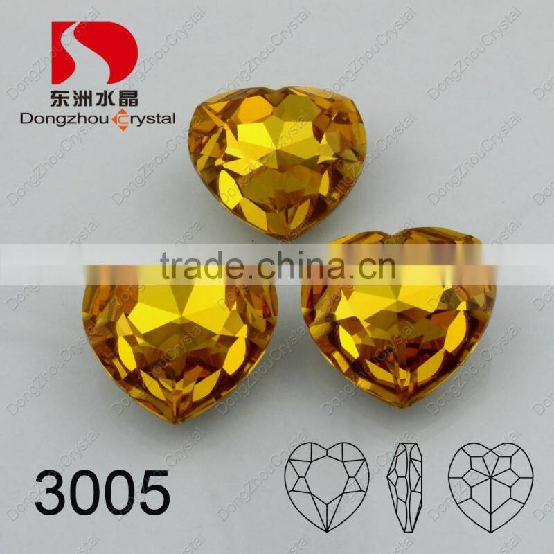 China factory lead free K9 point back Crystal Vitrail Medium heart fancy crystal stone with claw for clothes