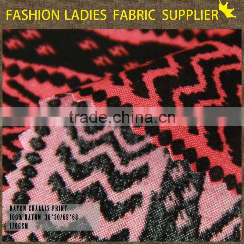 fashionable design print pattern for ladies wear reactive rayon challis printed hawaiian print rayon fabric