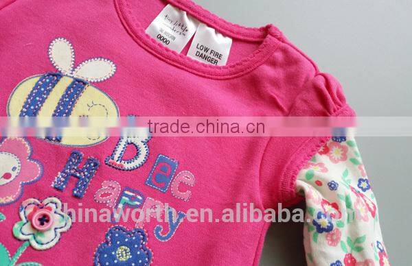lovely follower printing baby girl rompers baby T-shirt rompers for long sleeve