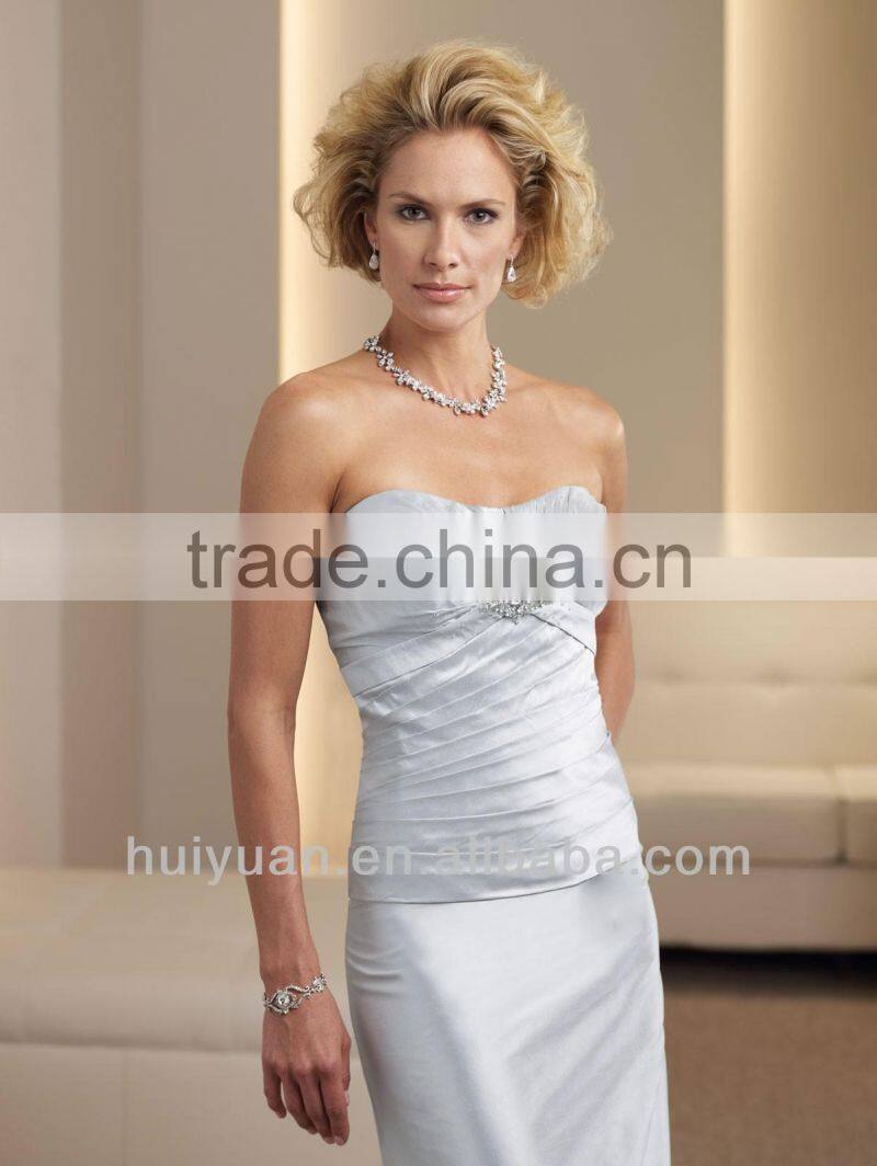 A-line Silk Shantung Asymmetrically Gathered Empire Bodice Wedding Guest Dress