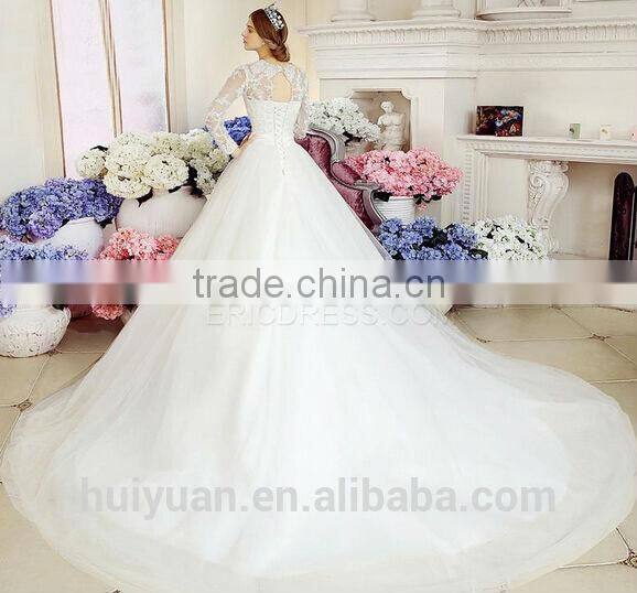 luxury princess lace v neck real long trail wedding dress