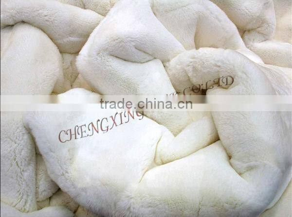 CX-D-43 Home Textile Good Quality White Carpet Rex Rabbit Fur Fur Throw Blanket