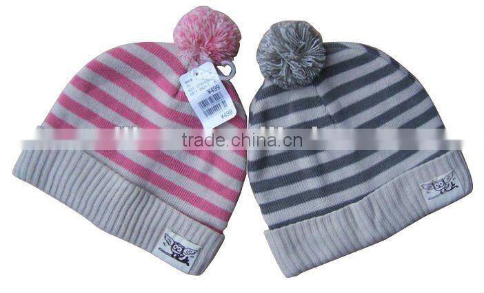 lovely flat knit style kids winter knitted strip hat factory