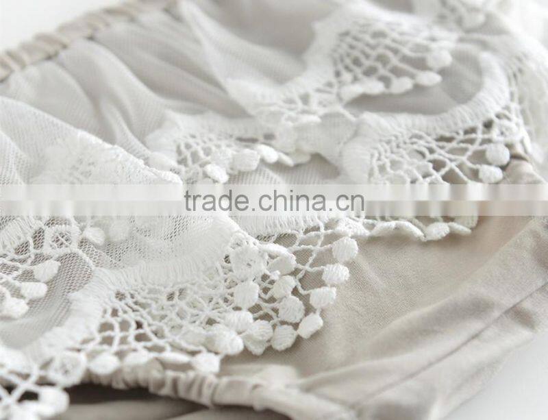 Pure white woven cotton bloomers double chiffon mesh tassel china manufacture product