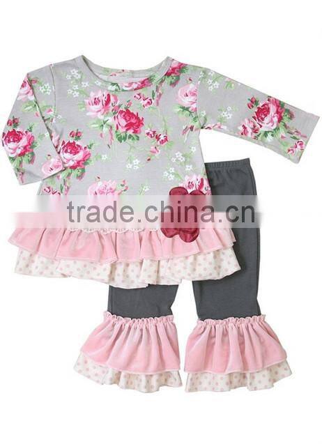 Chirstmas outfit red stripe top and ruffle pants christmas clothing set christmas outfit