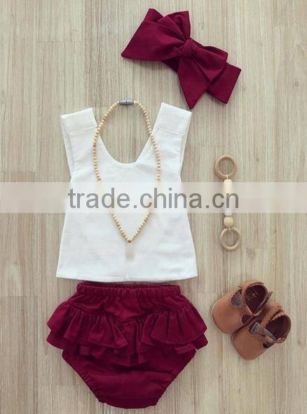 Summer Apparel Polka Dots Singlet And Bloomer Matching Clothes Wholesale