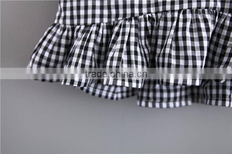 Baby girl clothes summer outfit plaid sleeveless top dark green shorts plus size children wear oem service