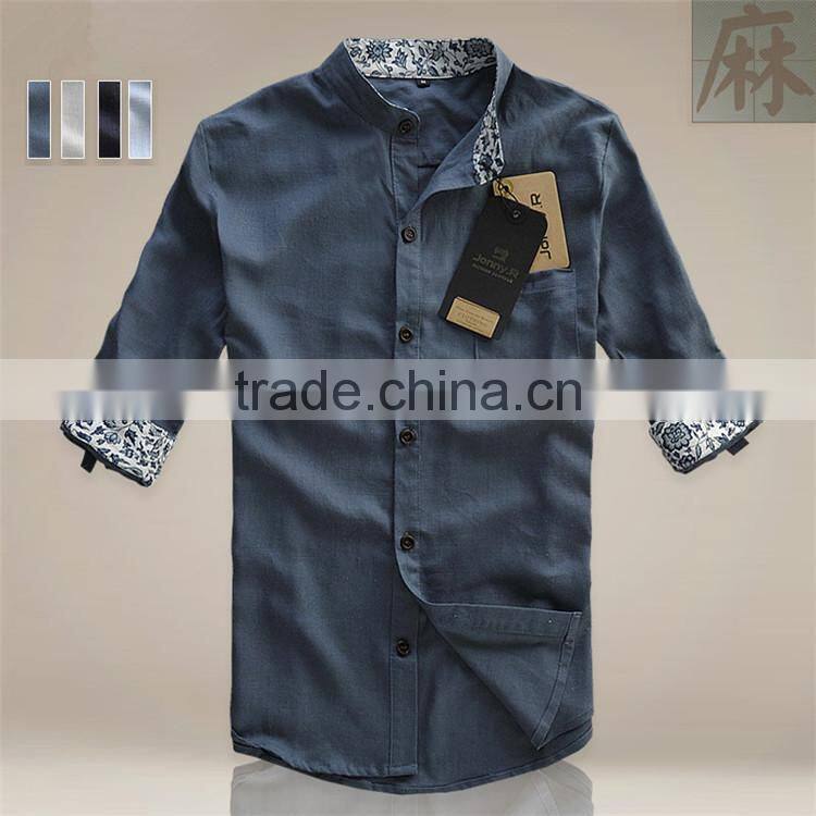 2015 100%cotton Customized feather Embroidered slim fit men dress latest style man shirt