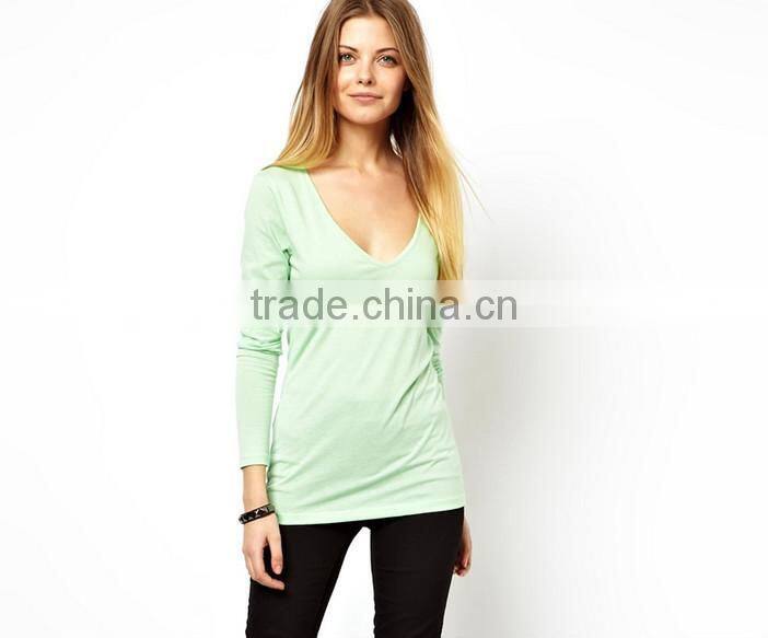 bulk v-neck elongated t shirt women
