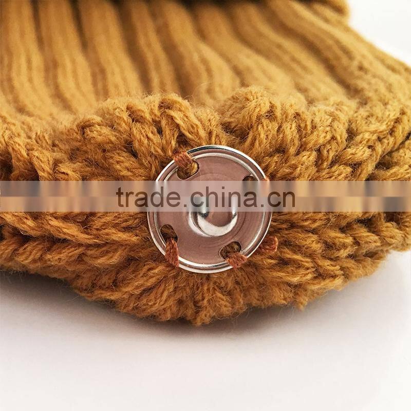 Myfur Detachable Natural Raccoon Fur Pompom Knit Hat Wholesale Winter Cap