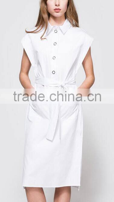 Runwaylover EY2185D Europe Style 2017 Women Cap Sleeve Casual Dress With Button Front