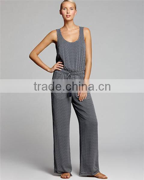 Grid Cargo Pants One Piece Sleeveless Women Jumpsuit
