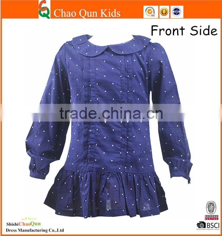 white polka dot fashion one piece girls party dresses with zip closure at back