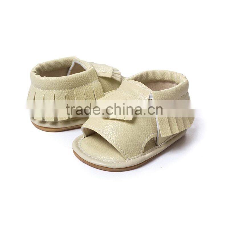 Artificial leather fringed baby summer sandals, hard sole baby summer sandals