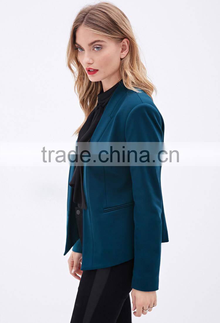 Collarless Woven Blazers for Women