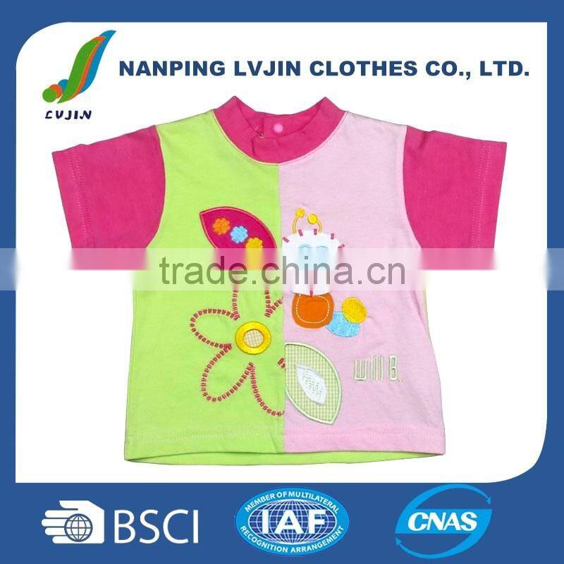 New Design Casual Round Neck Short Sleeve 100% Cotton Baby Girls T-shirt