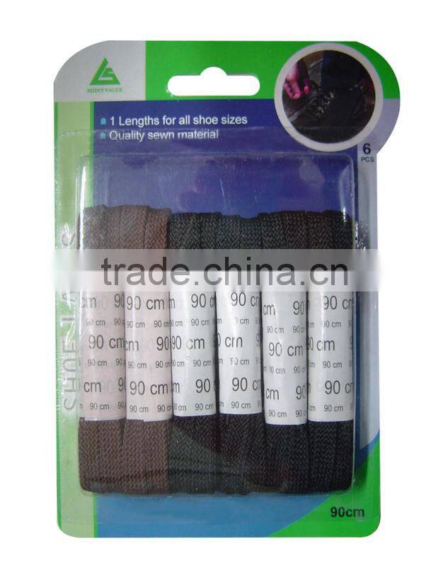 metal tip black cotton flat leather shoe laces