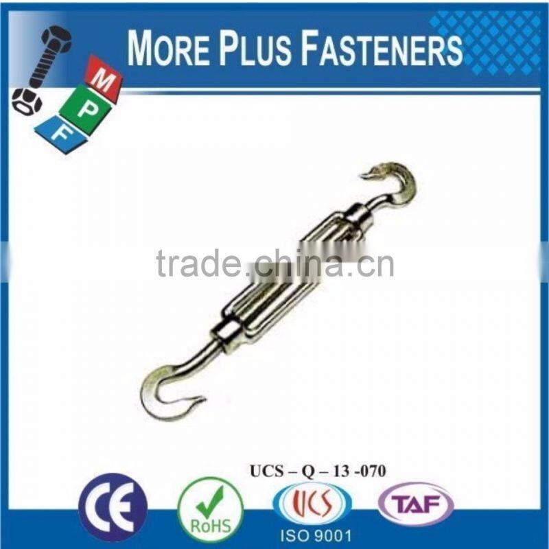 Made In Taiwan Galvanized eye and Eye or Hook and Eye Turnbuckles Barrel Strainers or Tensioners DIN 1480