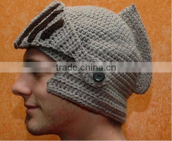 Hot Sell Roman Knight Helmet Hat Crochet Winter Warm Mask Beanies cap
