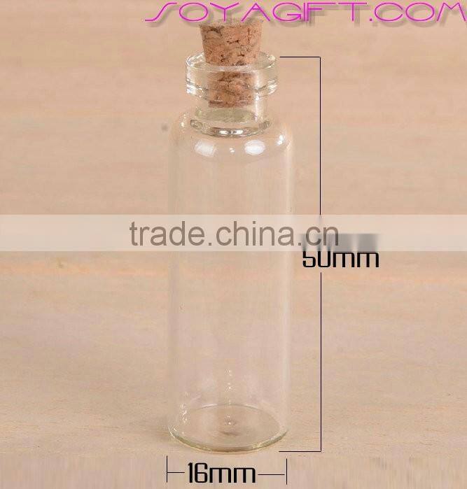 16mm Clear Glass Wishing Bottle With Cork Stopper and Test Tube for Lab