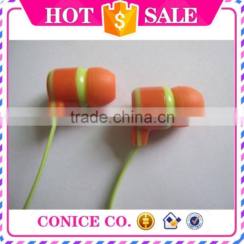 2015 wholesale silicone plastic plug in ear earbuds stereo handsfree wired microphone earphones
