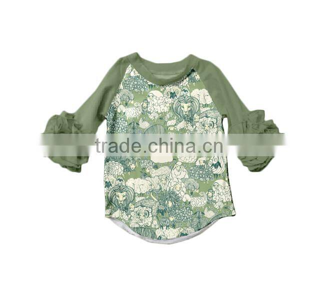 Wholesale baby Ruffle Raglan T-shirt for girls with bunny