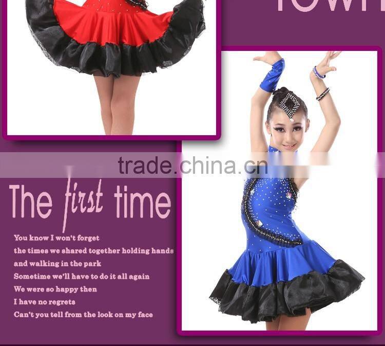 Kids Low Back Sexy Harness Dress Children Girl Ballroom Performance Latin Dance Dress