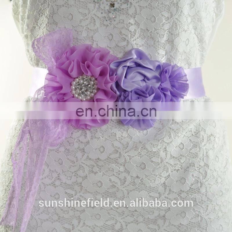 Wedding Sash Belt Maternity Sash Chiffon Flower Sash QB5A9