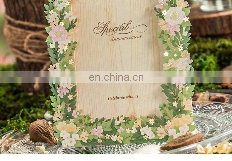 European Customized Printing 5116 Luxurious Flower Wedding Invitation Card