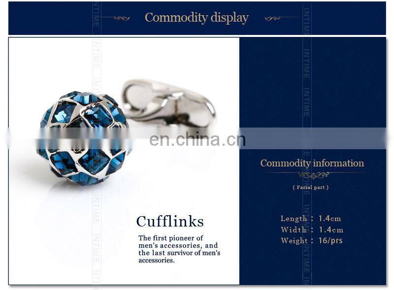 2014 New Blue Ball Gem Stone Cufflinks