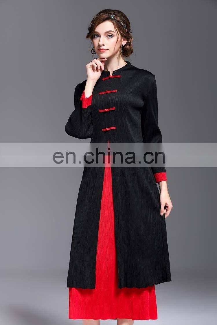 2017 casual style ladies two tone color blocked dress
