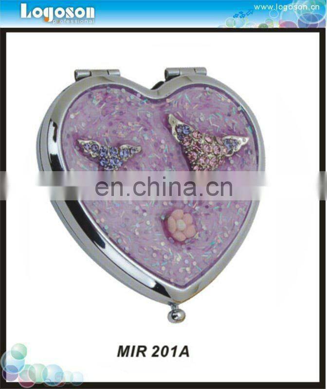 Pocket size newly style heart shape compact mirror