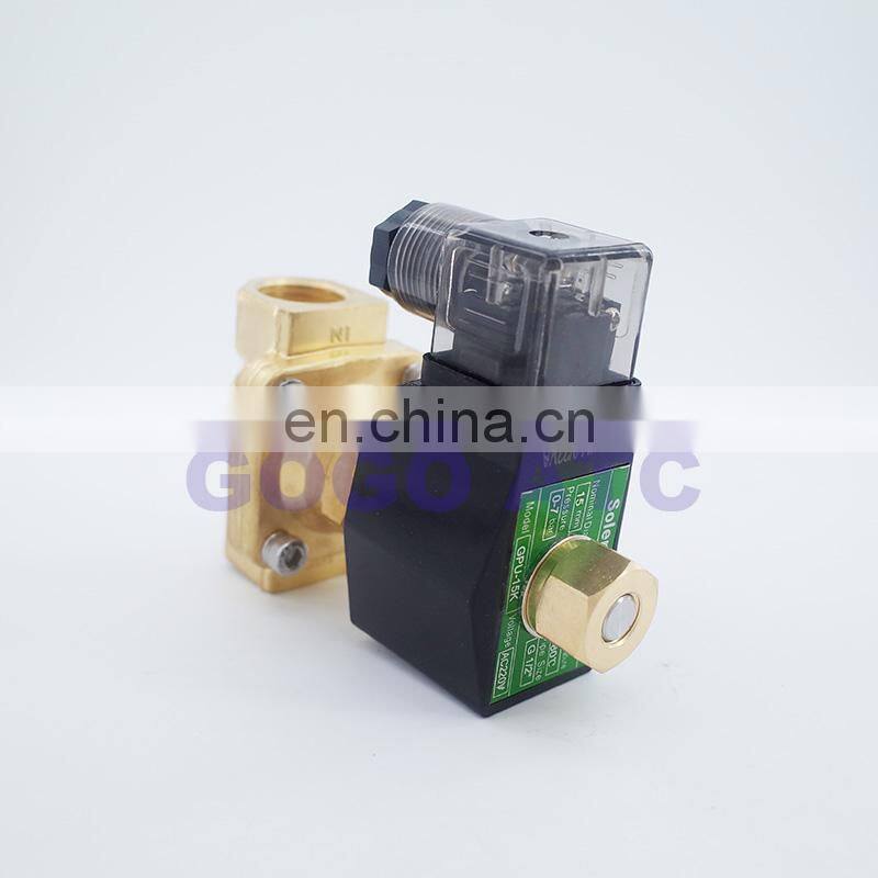 GOGO 2 way brass Normally open solenoid valves 12V DC for water 3/4 inch Orifice 20mm zero pressure start with plug type