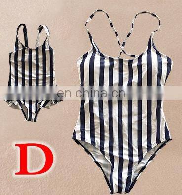 2019 SUMMER New Family Matching Mom Girls Bathing Suit striped floral Mommy and Me Swimsuit Swimwear Bikini set