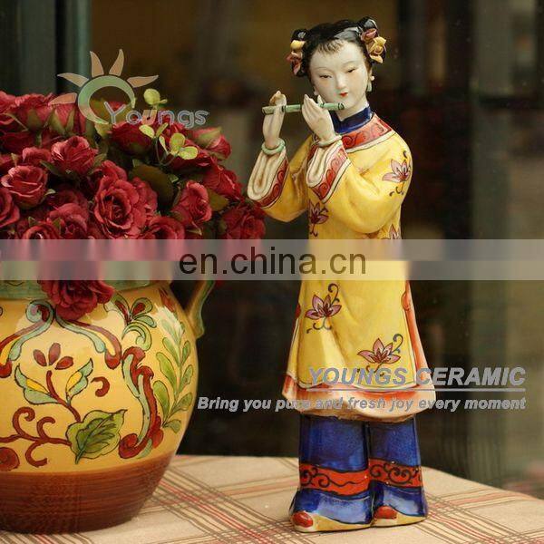 Chinese Hand Maded Ceramic Antique Colorful Porcelain Figure Statues