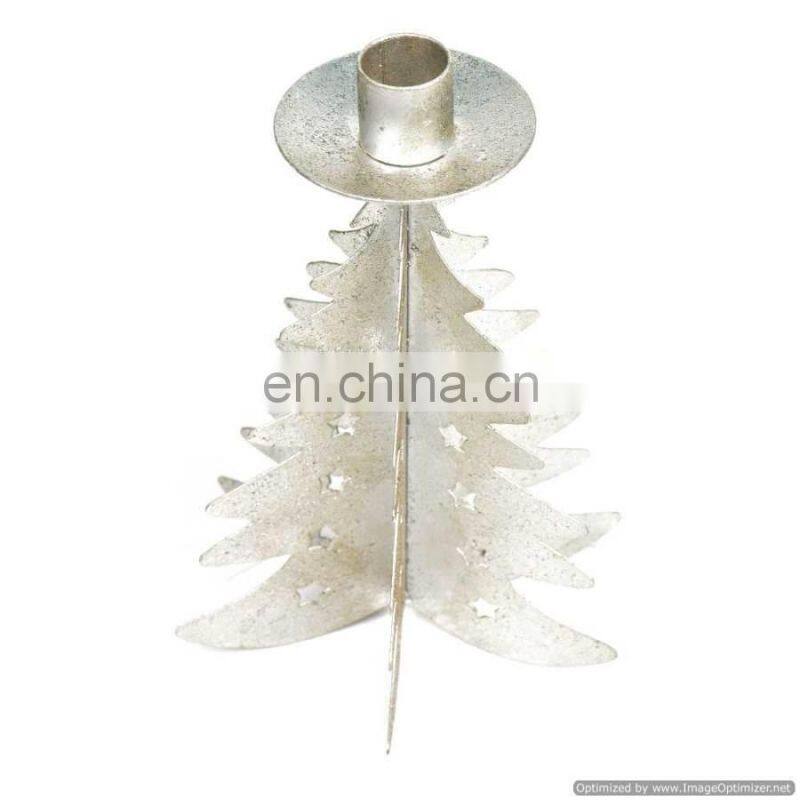 gold Christmas tree candle holder