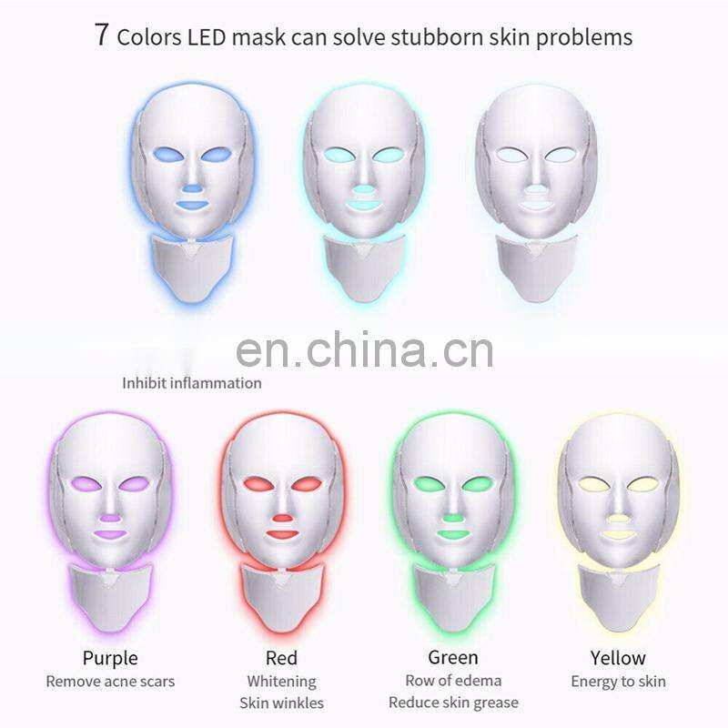 Facial skin beauty therapy 7 colors led photon mask wireless portable led facial mask for home use