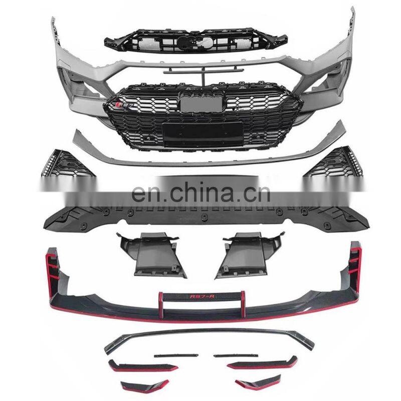 Runde For Audi 19-21 A7/s7 Modified Rs7-r Front Bumper Abt Front Shovel Air Knife A7 Modified Rs7 Front Bumper Grille