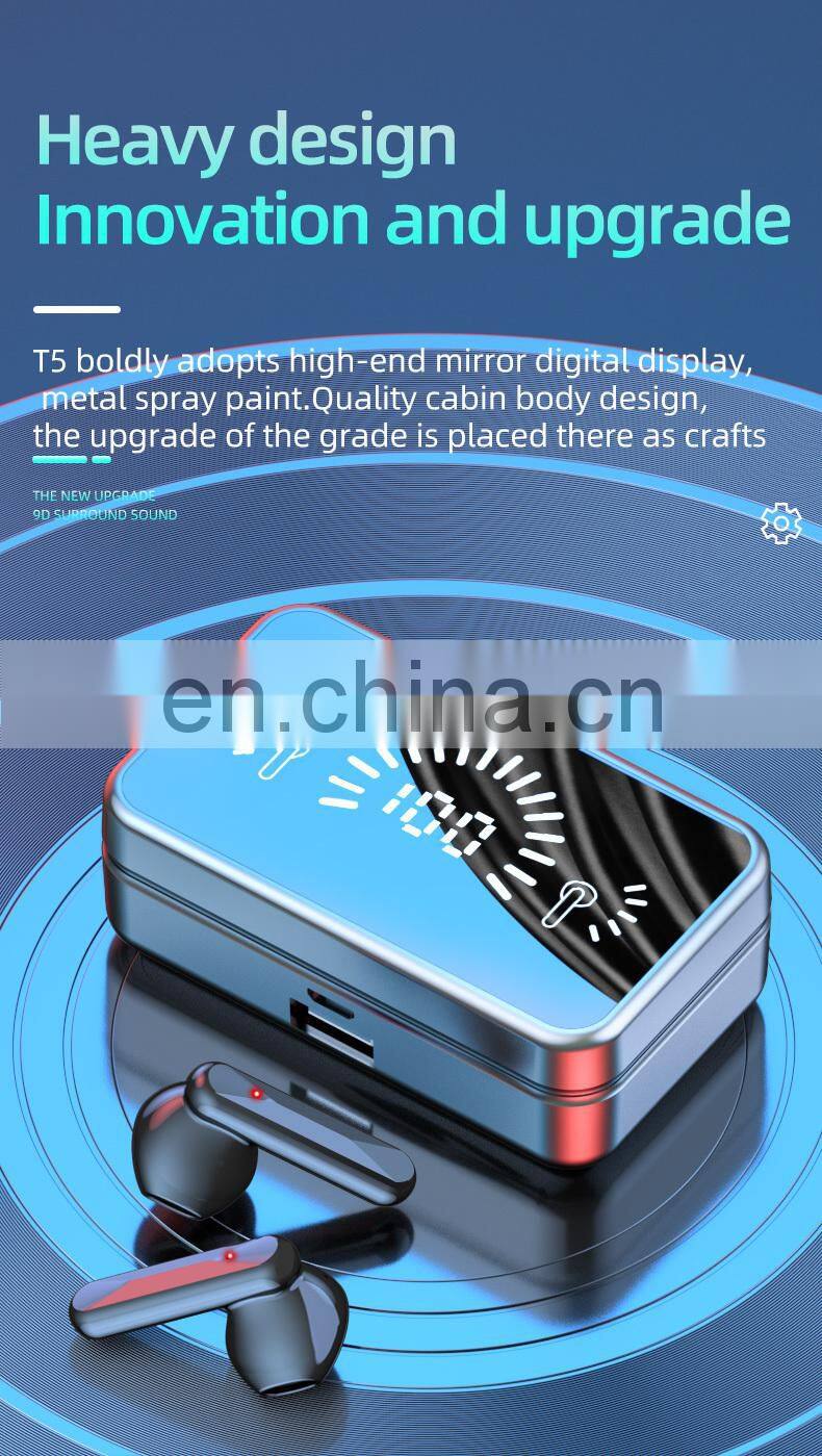 2021 New Mirror H8 TWS Wireless earbuds Mini Earphone 2000mAh LED Display Headset earphone Noise Canceling Gaming Headphones